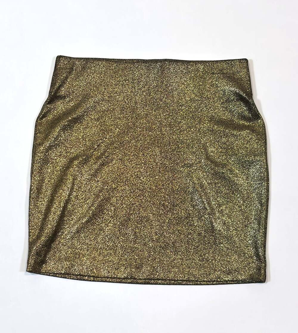 BCBGeneration Gold Metallic Shimmery Bodycon Stretchy Mini Skirt - Size Small